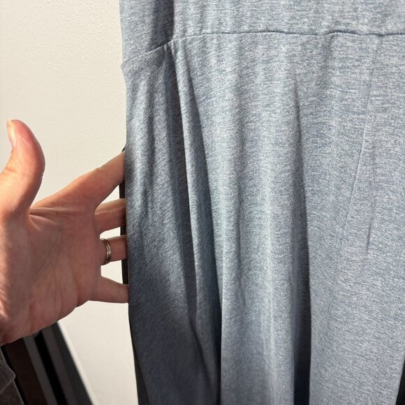 Quince Flowknit Breeze Fit & Flare Dress Large Blue Pockets Midi Jersey Preppy - Picture 8 of 12